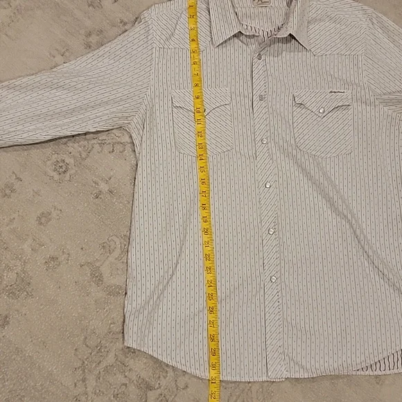 Lucky Brand Men's Western Snap Front White Patterned Button Down Shirt~Size XL - Picture 6 of 11